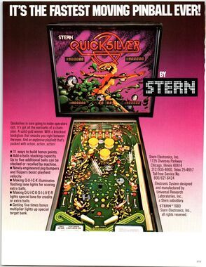 Quicksilver Pinball FLYER Original Game Artwork Sheet Retro Fantasy Vintage
